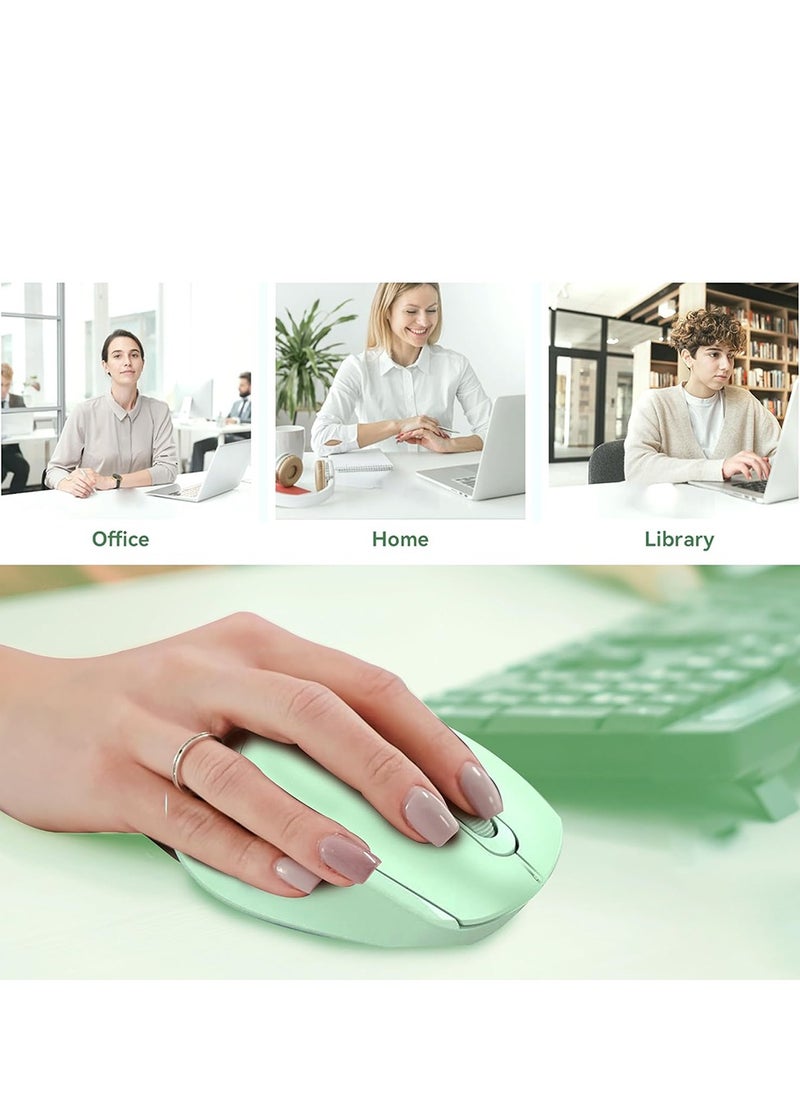 Wireless Desk Mouse, G-1400, 1600 DPI Wired/Wireless Functional Mouse with 3 Modes Connectivity, Bluetooth and 2.4G Wireless, 4 Macro Buttons, Long Lasting Rechargeable Battery Capacity and for PC/Mac/Laptop Used in Home and office, Green