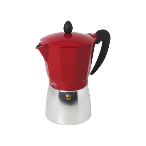 IMUSA USA Red Aluminum Stovetop 6-cup Classic Italian and Cuban Espresso Maker (B120-43T), Silver/Red - Image 1