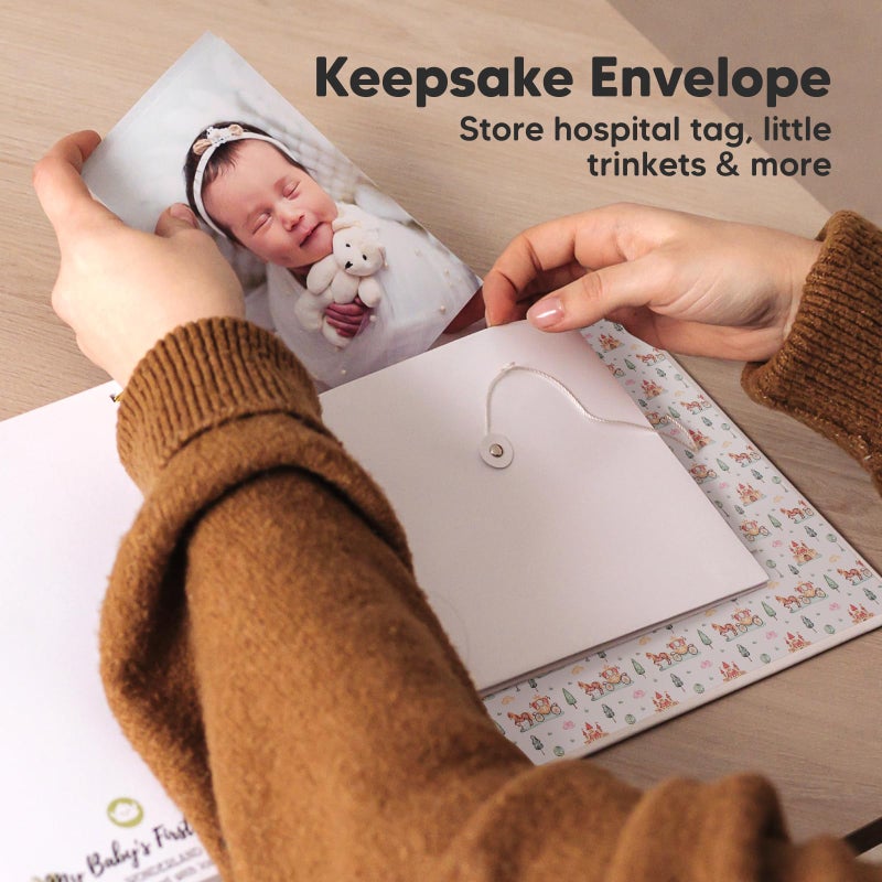 KeaBabies First 5 Years Baby Memory Book Girl, Boy - 90 Pages Hardcover First Year Milestone Keepsake Book, Newborn Scrapbook for New Parents, Minimalist Photo Album Journal,Gift for Baby Shower(Fairytale Land) - Image 5