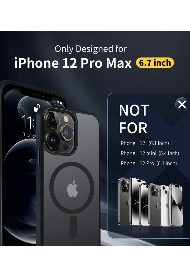 TEAM LUXURY - iPhone 12 Pro Max Case Cover Compatible with Magsafe Magnetic Designed Shockproof Case Translucent Matte Protective Cover Back Hard Cases with Magnet for iPhone 12 Pro Max Case Black - Image 1