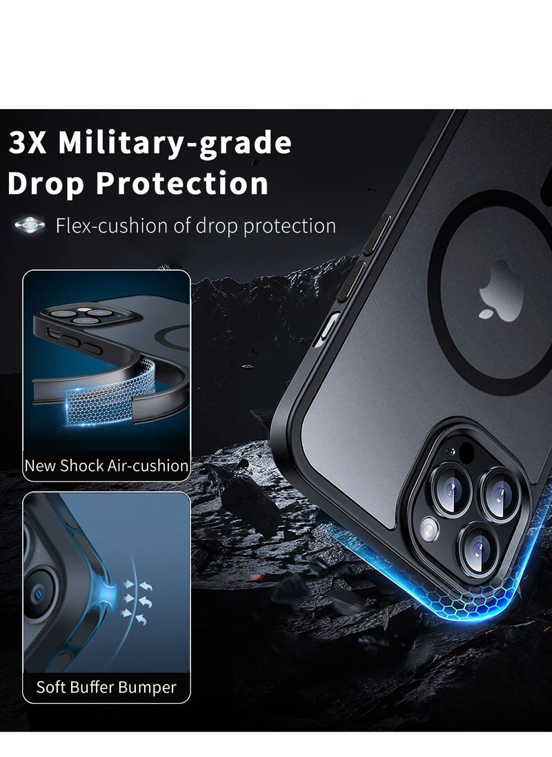 TEAM LUXURY - iPhone 12 Pro Max Case Cover Compatible with Magsafe Magnetic Designed Shockproof Case Translucent Matte Protective Cover Back Hard Cases with Magnet for iPhone 12 Pro Max Case Black - Image 1
