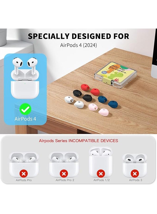 5 Pairs for AirPods 4 Ear Tips Covers, Sport Anti Slip Anti Scratche Skin Soft Silicone Eartip,  AirPods 4 Gen Earbuds Accessories, Compatible with Apple AirPods 4th Generation (5 Colors Mix)  - Image 5