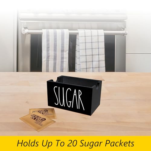 CHONIC Sugar Packet Holder for Coffee Bar, Farmhouse Sugar Packets Caddy, Wood Sugar Packet Container, Sugar Packets Dispenser, Sugar Packet Organizer for Home Restaurant (Black) - Image 3
