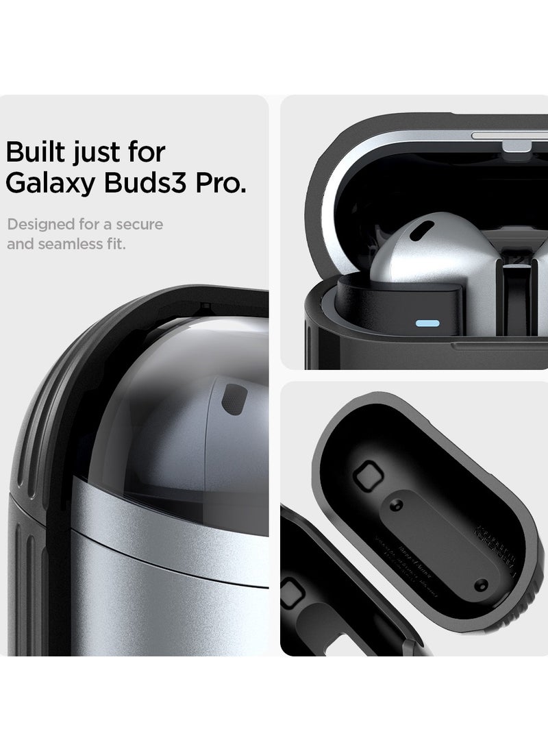 Spigen - Rugged Armor Samsung Galaxy Buds 3 Pro Case and Buds3 Case Cover Shockproof Protective with Carabiner and Carbon Fiber Accents (2024) - Matte Black - Image 1