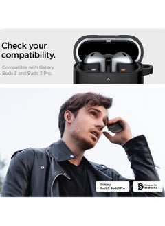Spigen Rugged Armor Samsung Galaxy Buds 3 Pro Case and Buds3 Case Cover Shockproof Protective with Carabiner and Carbon Fiber Accents (2024) - Matte Black  - Image 2