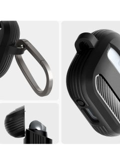 Spigen Rugged Armor Samsung Galaxy Buds 3 Pro Case and Buds3 Case Cover Shockproof Protective with Carabiner and Carbon Fiber Accents (2024) - Matte Black  - Image 3