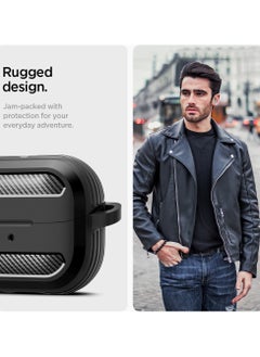 Spigen Rugged Armor Samsung Galaxy Buds 3 Pro Case and Buds3 Case Cover Shockproof Protective with Carabiner and Carbon Fiber Accents (2024) - Matte Black  - Image 4