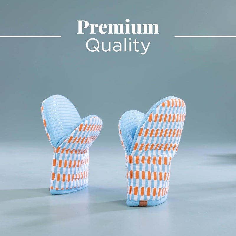 Folkulture Folkulture Mini Oven Mitts Heat Resistant & Non Slip, 5.75"x9", Set of 2 Short Oven Mitts with Hanging Loop, 100% Cotton Oven Gloves or Kitchen Mittens, Small Oven Mitt Set, Oven Mit  - Image 3