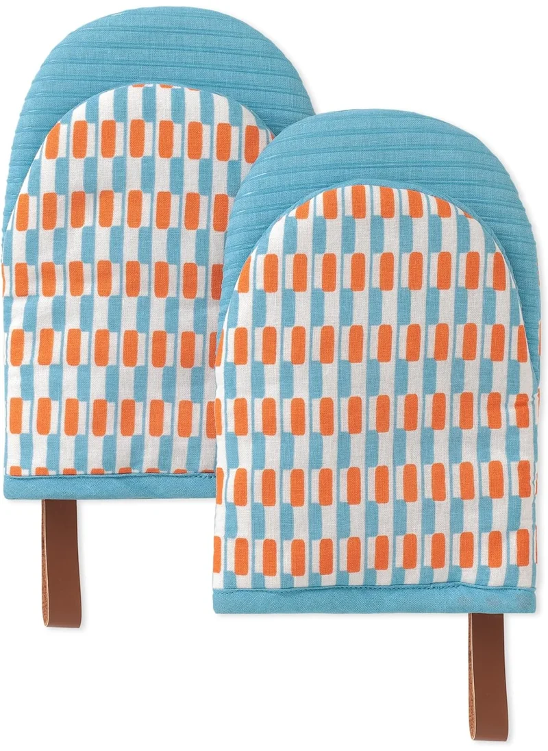 Folkulture Folkulture Mini Oven Mitts Heat Resistant & Non Slip, 5.75"x9", Set of 2 Short Oven Mitts with Hanging Loop, 100% Cotton Oven Gloves or Kitchen Mittens, Small Oven Mitt Set, Oven Mit