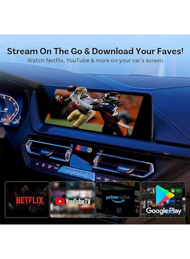 أوتوكاست جهاز i3 AI Box بنظام Android 13، محول فيديو CarPlay لاسلكي للسيارات المزودة بـ CarPlay اللاسلكي الأصلي، معالج ثماني النواة، سعة تخزين 128 جيجابايت، دعم شريحة Nano SIM 4G، توسعة MicroSD حتى 256 جيجابايت، GPS، WiFi ثنائي النطاق، Bluetooth 5.0، متجر Google Play، YouTube، Netflix، Disney+، TikTok، وتشغيل بالتوصيل المباشر - Image 3