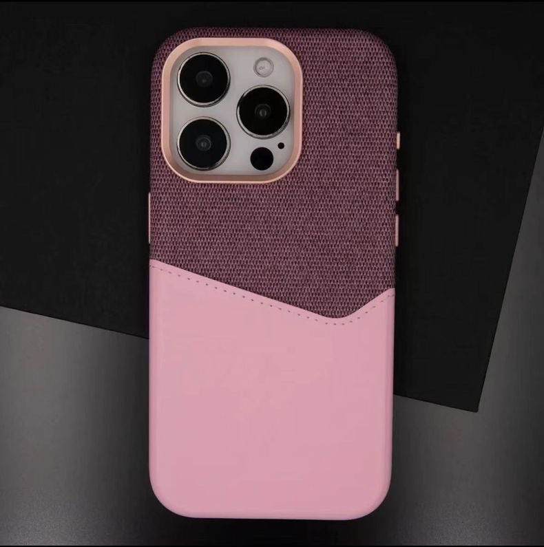 Suitable for Apple 17Promax Card-Inserting Strong Magnetic Card Holder Phone Case Iphone16 Plain Leather Splicing Protective Cover High-End - Image 4