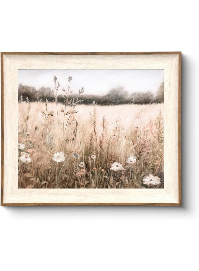 ASTRDECOR Framed Nature Wall Art Prints, Vintage Wildflower Field Landscape Canvas Wall Art Bedroom, Autumn Oil Painting Botanical Artwork, Plant Pictures Farmhouse Wall Decor Living Room - 10''x12'' - Image 1