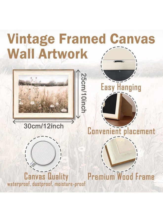 ASTRDECOR Framed Nature Wall Art Prints, Vintage Wildflower Field Landscape Canvas Wall Art Bedroom, Autumn Oil Painting Botanical Artwork, Plant Pictures Farmhouse Wall Decor Living Room - 10''x12'' - Image 2