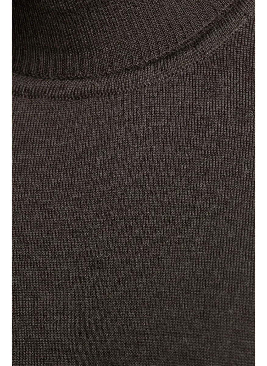 Tudors Slim Fit Narrow Cut Full Turtle Collar Plain Wool Men's Sweater