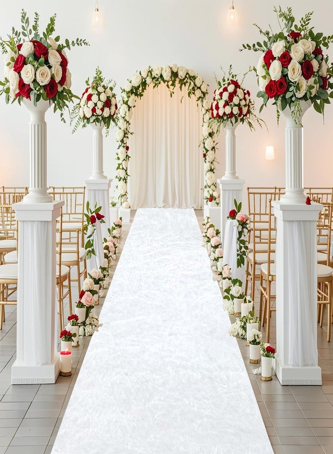 ROMANKAS Aisle Runner for Wedding Ceremony 2x15 FT White Velvet Runner Wedding Aisle Decorations with Carpet Tape Outdoor Beach Wedding Carpet Decorative Aisle Runners Rug for Birthday Banquet - Image 1