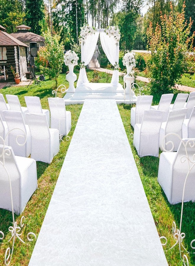 ROMANKAS Aisle Runner for Wedding Ceremony 2x15 FT White Velvet Runner Wedding Aisle Decorations with Carpet Tape Outdoor Beach Wedding Carpet Decorative Aisle Runners Rug for Birthday Banquet - Image 4