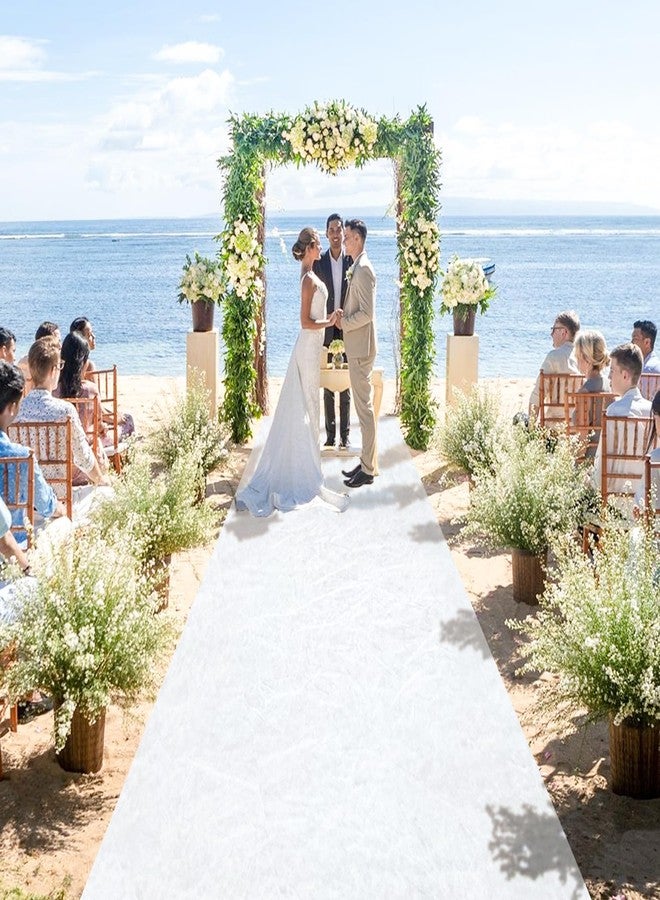 ROMANKAS Aisle Runner for Wedding Ceremony 2x15 FT White Velvet Runner Wedding Aisle Decorations with Carpet Tape Outdoor Beach Wedding Carpet Decorative Aisle Runners Rug for Birthday Banquet - Image 3