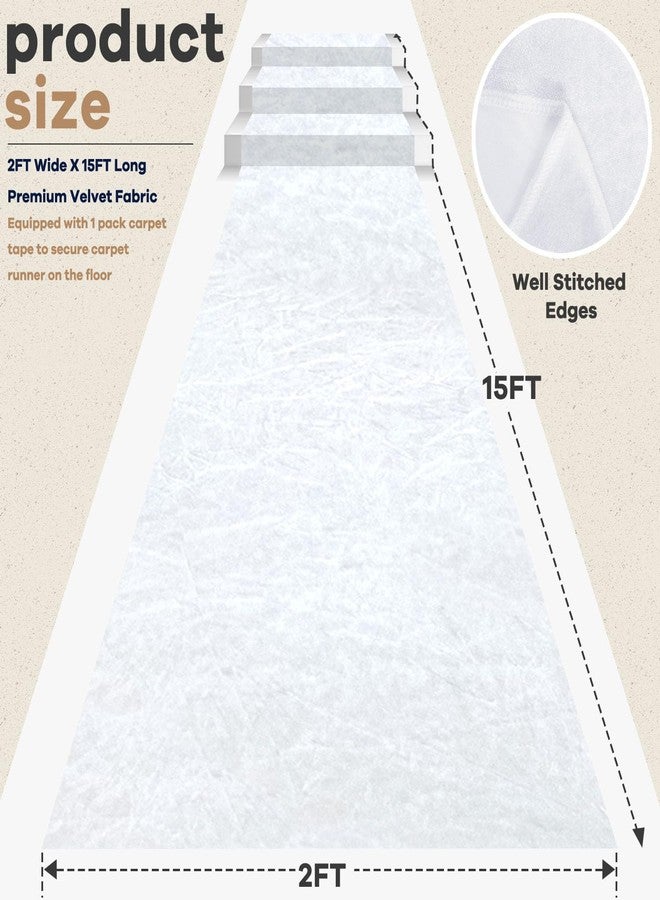 ROMANKAS Aisle Runner for Wedding Ceremony 2x15 FT White Velvet Runner Wedding Aisle Decorations with Carpet Tape Outdoor Beach Wedding Carpet Decorative Aisle Runners Rug for Birthday Banquet - Image 2