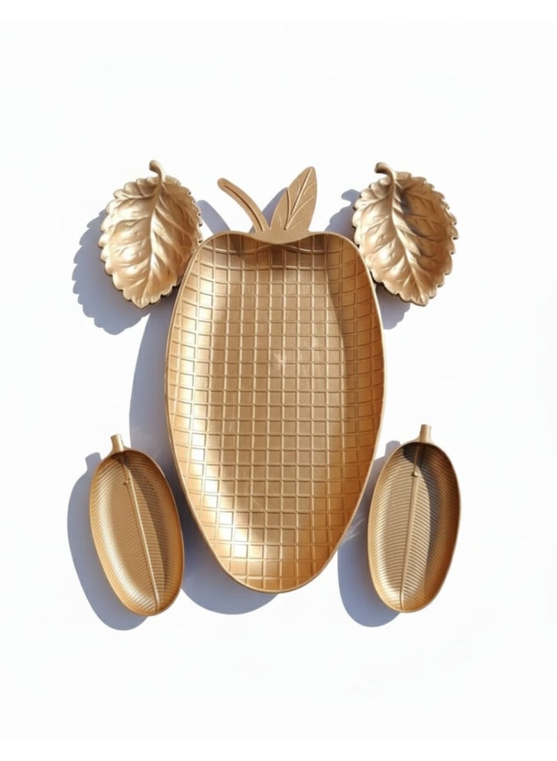 Set Of 5 Pcs Plastic Serving Dish Golden - Image 1