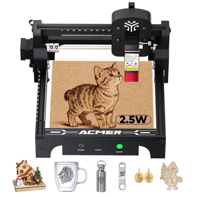 ACMER S1 Laser Engraver 2500mW, Compact Desktop Engraving & Cutting Machine for DIY Crafts, Small Business & Makers, 130Ã—130mm Work Area, 0.04mm Detail Engraving for Wood, Acrylic - Image 1