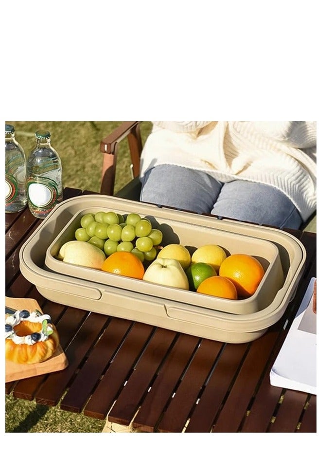Generic Foldable Collapsible Picnic Basket Multi-functional Water-proof Storage with Lid Basket for Camping Outdoor  - Image 2