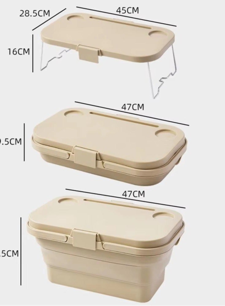 Generic Foldable Collapsible Picnic Basket Multi-functional Water-proof Storage with Lid Basket for Camping Outdoor  - Image 4