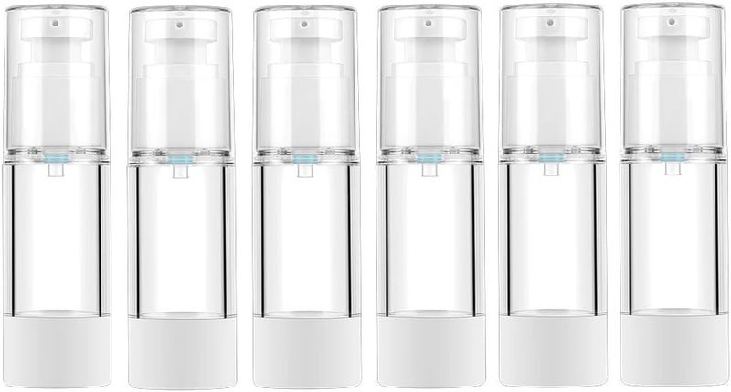 longway 1 Oz 30ml Clear Airless Cosmetic Cream Pump Bottle Travel Size Dispenser Refillable Containers/Foundation for Shampoo (Pack of 6) Global easy assemble picks - Image 1