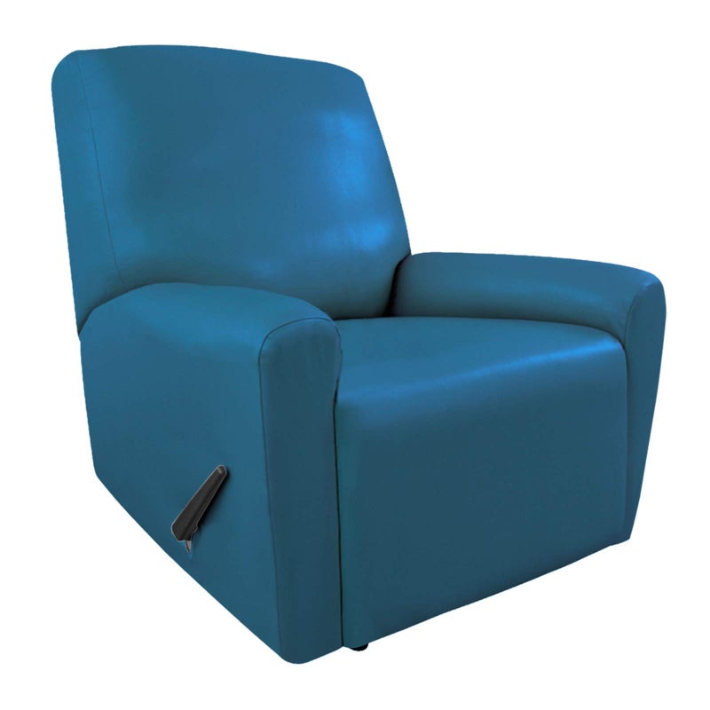 Easy-Going EasyGoing PU Leather Recliner slipcovers Waterproof Stretch Sofa Covers 4 Pieces Stretch Furniture Protector AntiSlip Elastic Strap Shield Pets Kids Children Cats Dogs Recliner Peacock Blue 