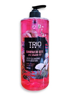Trio Shower gel with White Flowers , Pro Vitamin 5, deeply softens and soothes , 800ml  - Image 1
