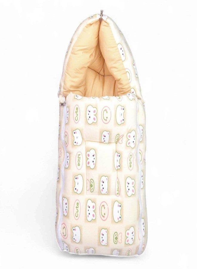 فوي دروب كيس نوم للأطفال من فوي دروب، ناعم ومخملي، عش حمل للأطفال حديثي الولادة مع غطاء رأس وسحاب، غطاء دافئ للأطفال الرضع لفصل الشتاء، والسفر، وعربة الأطفال، والاستخدام المنزلي، تصميم أرنب، مريح للأولاد والبنات (بيج) - Image 1