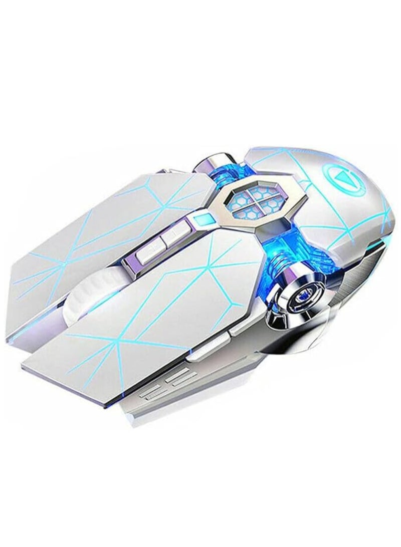 general 7 Color LED Gaming Mouse Wireless Mouse Gaming USB Backlit Rechargeable for PC (White) - Image 1