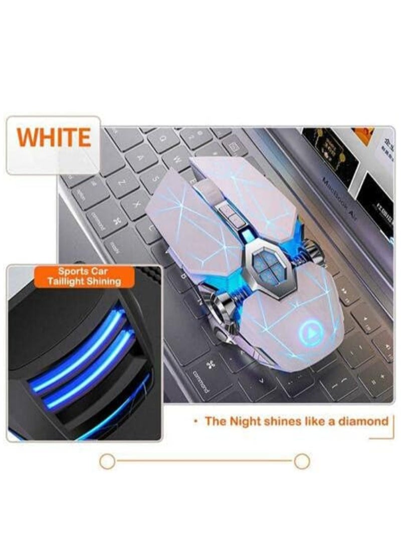 general 7 Color LED Gaming Mouse Wireless Mouse Gaming USB Backlit Rechargeable for PC (White) - Image 2