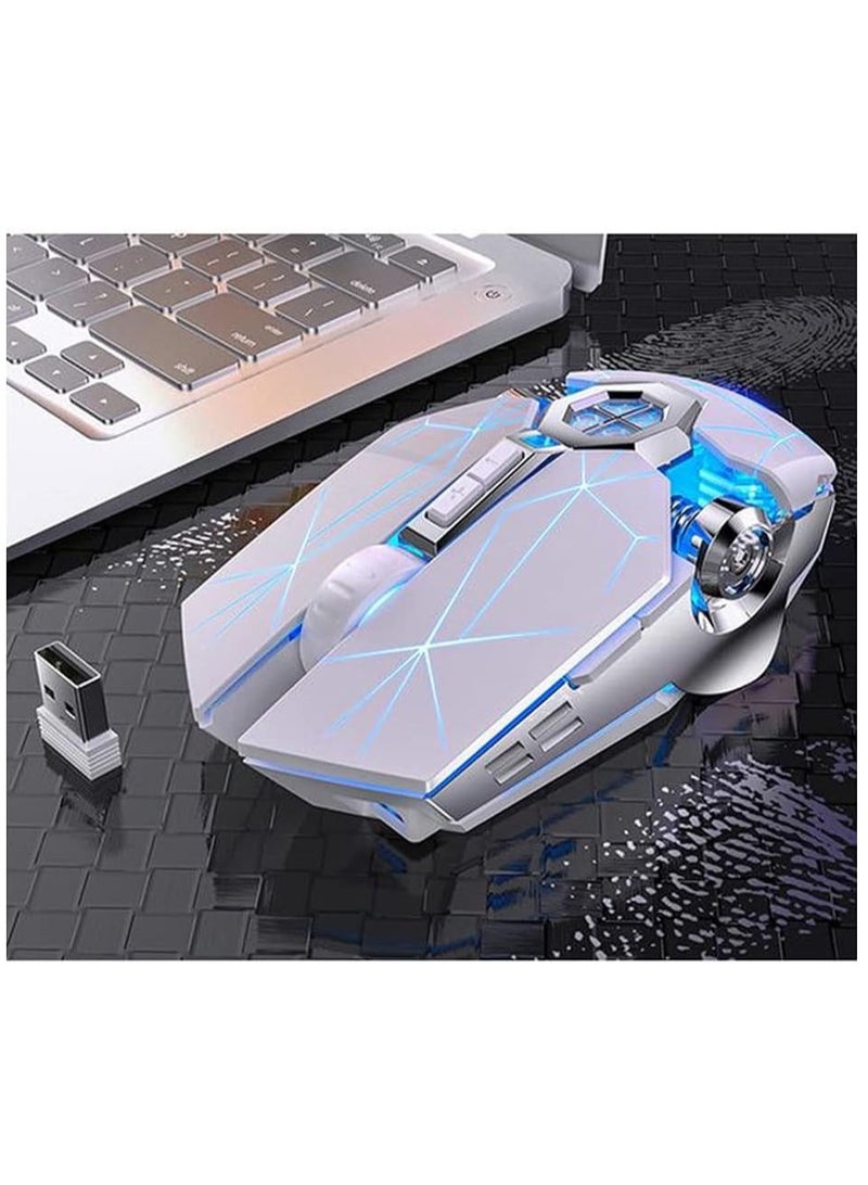 general 7 Color LED Gaming Mouse Wireless Mouse Gaming USB Backlit Rechargeable for PC (White) - Image 4