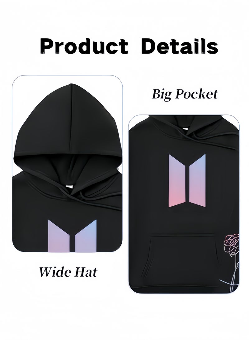 هالامودو بلوزات بأكمام طويلة مطبوعة بأكمام طويلة مطبوعة للجنسين بلوزات كاجوال بلوزات رياضية ناعمة أزياء شبابية بأربطة وجيوب كبيرة للارتداء اليومي - Image 4