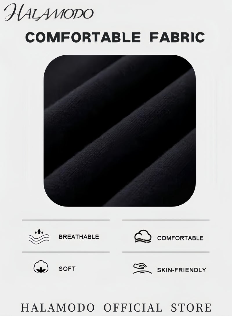 هالامودو بلوزات بأكمام طويلة مطبوعة بأكمام طويلة مطبوعة للجنسين بلوزات كاجوال بلوزات رياضية ناعمة أزياء شبابية بأربطة وجيوب كبيرة للارتداء اليومي - Image 5