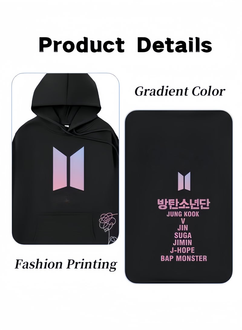 هالامودو بلوزات بأكمام طويلة مطبوعة بأكمام طويلة مطبوعة للجنسين بلوزات كاجوال بلوزات رياضية ناعمة أزياء شبابية بأربطة وجيوب كبيرة للارتداء اليومي - Image 3