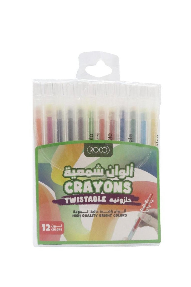 روكو أقلام تلوين بلاستيكية قابلة للف ١٢ لونًا