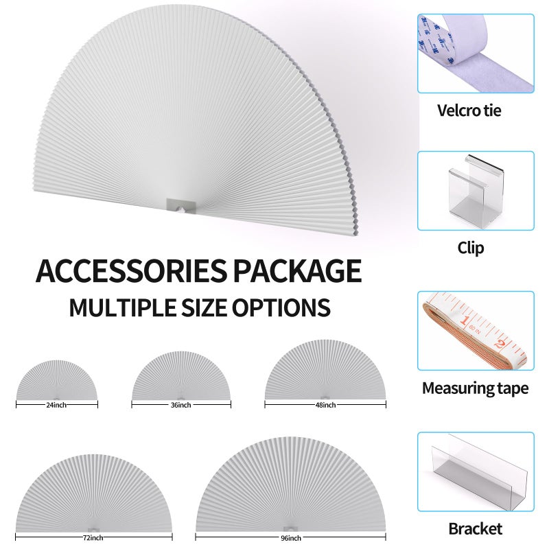 Myshade Arch Window Shades Half Circle Blackout Cellular Shades Cordless No Drill Blinds for Windows Half Moon Honeycomb Fabric No Tools Room Darkening Shades Easy Install (1PCS White 48" W X 24" H) - Image 5