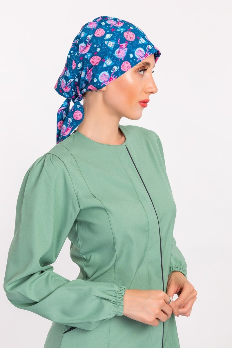 Nur Medikal Giyim Nur Medikal Clothing Hijab Bonnet with Alien Cat Pattern - Image 2