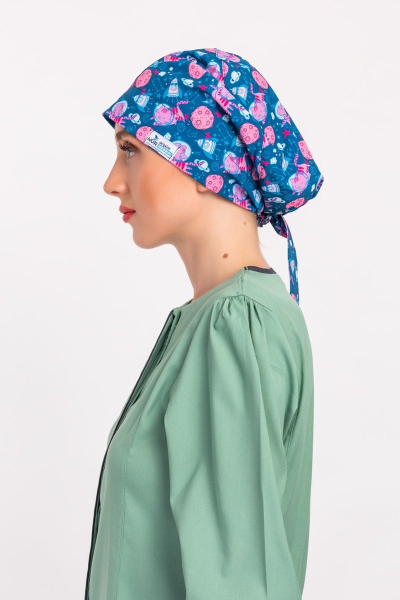 Nur Medikal Giyim Nur Medikal Clothing Hijab Bonnet with Alien Cat Pattern - Image 3