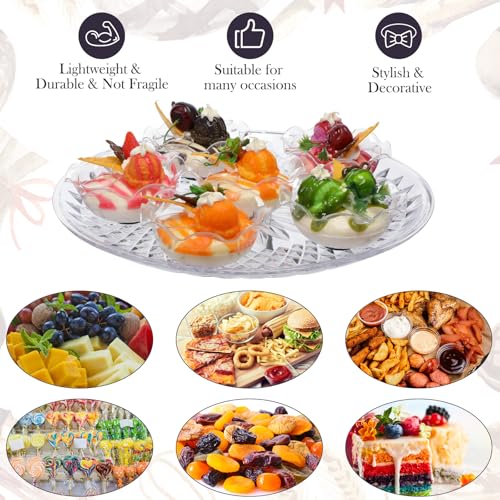 Fumete 6 Pcs Round Plastic Serving Platters Clear Plastic Serving Tray Acrylic Crystal Flan Plates for Food Cake Cookie Fruits Birthday Wedding Party Supplies14 Inch - Image 3