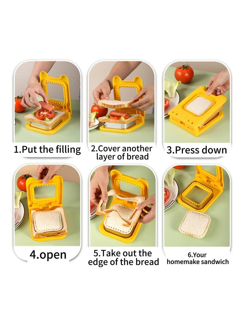 Sandwich Cutter and Sealer,2-In-1 Sandwich Cutter and Sealer,Pocket Sandwiches Cutter Uncrustables Maker,Sandwich Cutters for Kids Fun Lunchables (Square) - Image 5