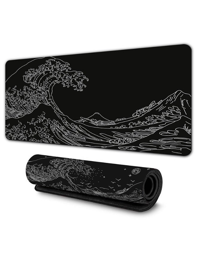 Anna 400x900x3mm Sea Wave Pattern Rubber Mouse Pad For Gaming, Anti Slip And Anti Fouling, Oversized E-sports Mouse Pad - Image 1