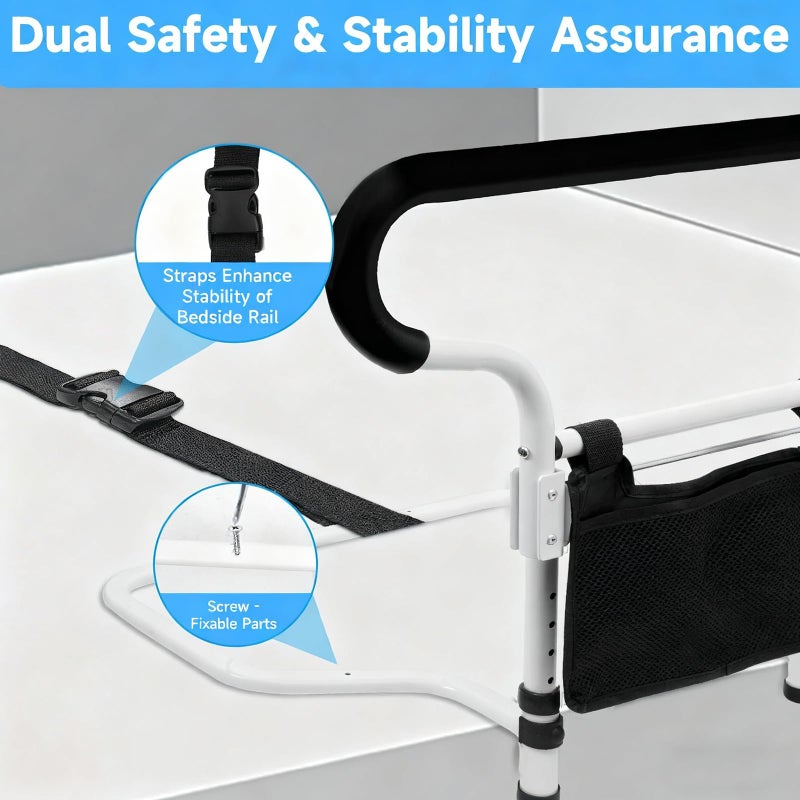 ProTraverse Bed Assist Rail for Elderly - ASTM F3186 Certified Safety, Adjustable Height & Tool-Free Setup,Foldable Bed Rail for Seniors, Hospital & Home Care, Non-Slip Handle with Storage Pouch - Image 5