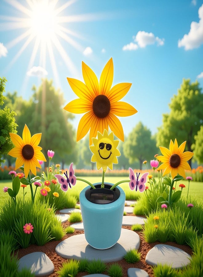 Jowxsx Cute Solar Dancing Flowers Swinging Sunflower Insect Flip Flap Flowers Eco-Friendly Solar Power Bobblehead Dancing Flowers for Solar Power Kits Car Home Decoration Solar Power Kits - Image 4