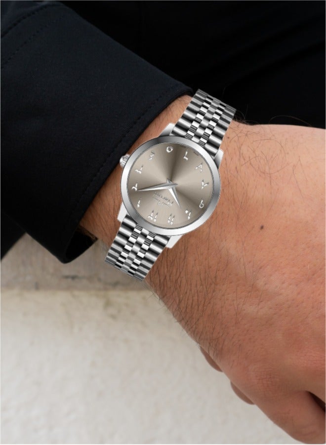 مارتيني ساعة مارتيني الأنيقة للرجال مينا بني أنيق وسوار من الستانلس ستيل مقاومة للماء مثالية للارتداء الكاجوال والرسمي - Image 3