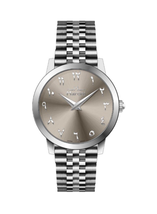 مارتيني ساعة مارتيني الأنيقة للرجال مينا بني أنيق وسوار من الستانلس ستيل مقاومة للماء مثالية للارتداء الكاجوال والرسمي - Image 1