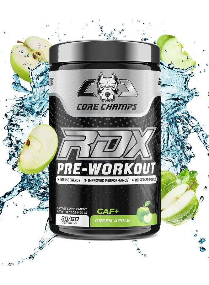 كور تشامبس CORE CHAMPS RDX CAF+ Caffeine أقوى مشروب قبل التمرين 30/60 حصة (تفاح أخضر) - Image 1