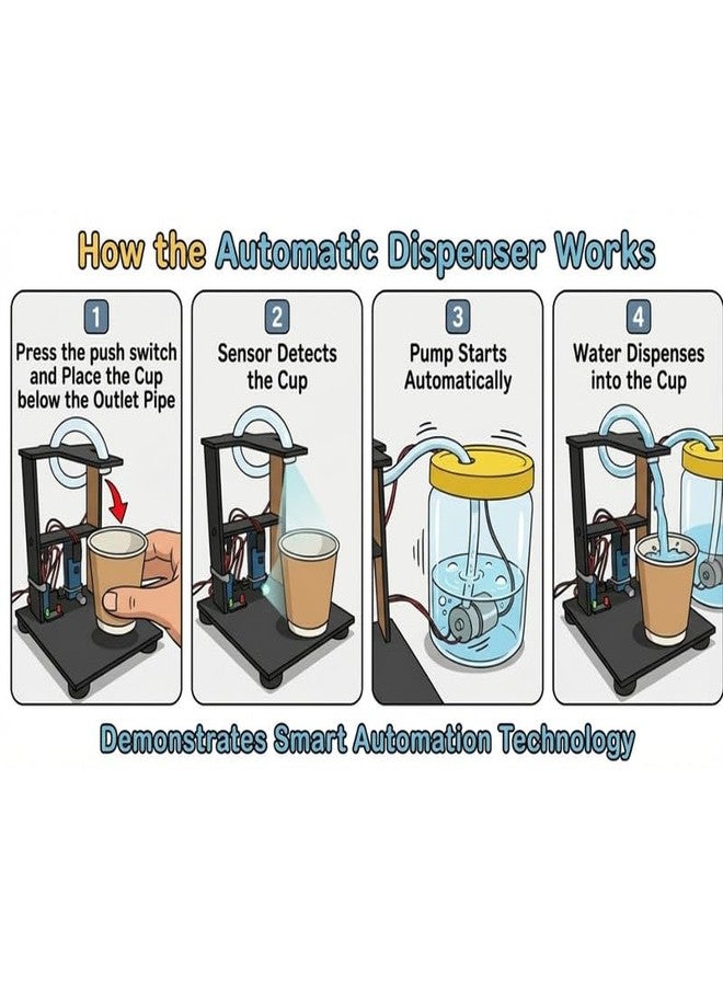 ESPtronics Physics Experiment Automatic Water Dispenser Science Project Working Model STEM Educational DIY Kit Sensor Based Liquid Dispenser for School Kids Students Exhibition Class 6-12 - Image 2