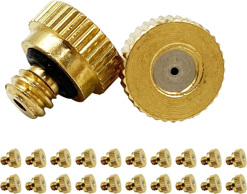 RuoFeng Mister Nozzles Brass For Outdoor Cooling System Low-Pressure Atomizer 22 pcs Orifice 0.028" (0.7 mm) 10-24 UNC - Image 1